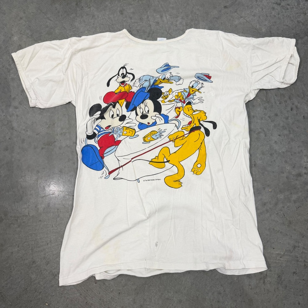 Vintage Disney Mickey & Friends Sleep Shirt White Oversized Cotton Tee LVM 90s